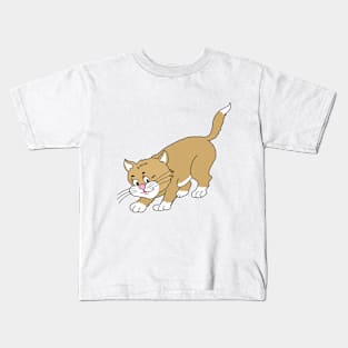 Cute Pouncing Kitten Kids T-Shirt
